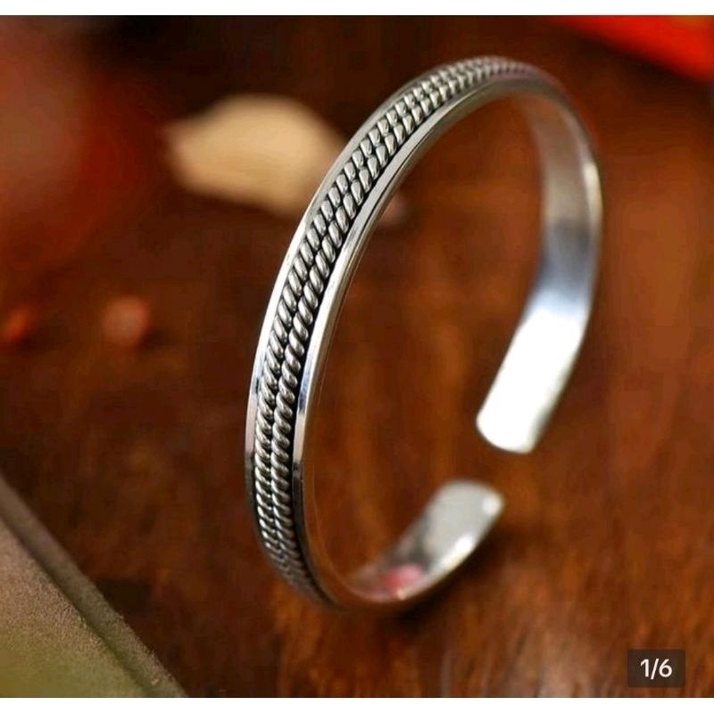 GELANG BAJA PRIA STAINLESS STEEL KEREN BESI PUTIH ANTI KARAT