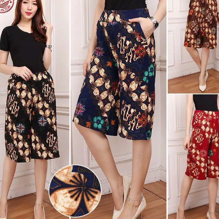 KODE MYN963 KULOT PENDEK BATIK 7/8 BAHAN KATUN STREACH / KULOT MOTIF BATIK DAN BUNGA / KULOT KATUN