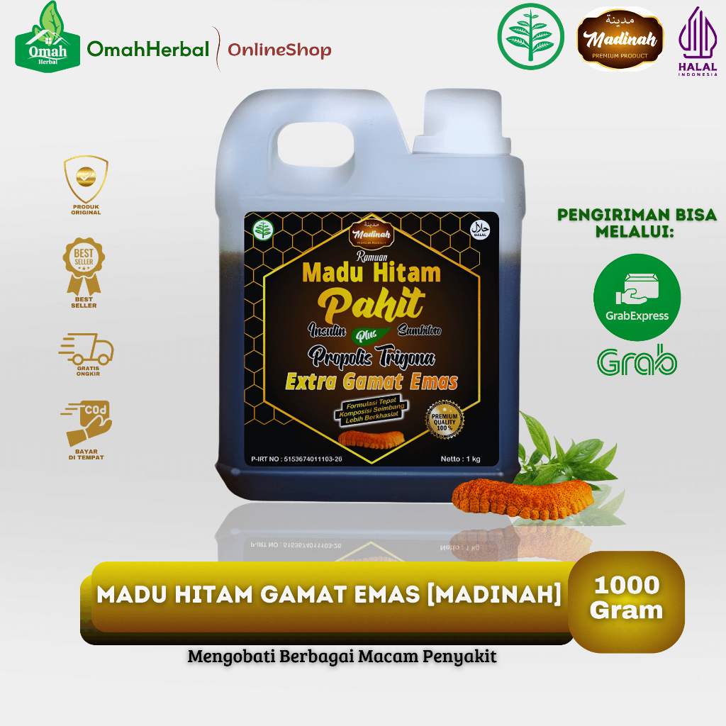 

Madu Hitam Pahit Gamat Gold Plus Propolis Trigona 1kg Madinah Original Untuk Diabetes Asam Urat Stroke Jantung DLL