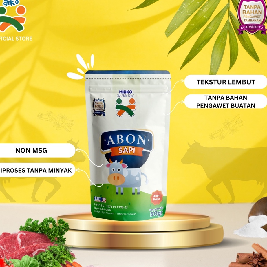 

TIPE RQ760 AIKO Abon Halus / Abon Asli / Tekstur Lembut / Abon Halus Tanpa Bahan Pengawet Non MSG - 50gr