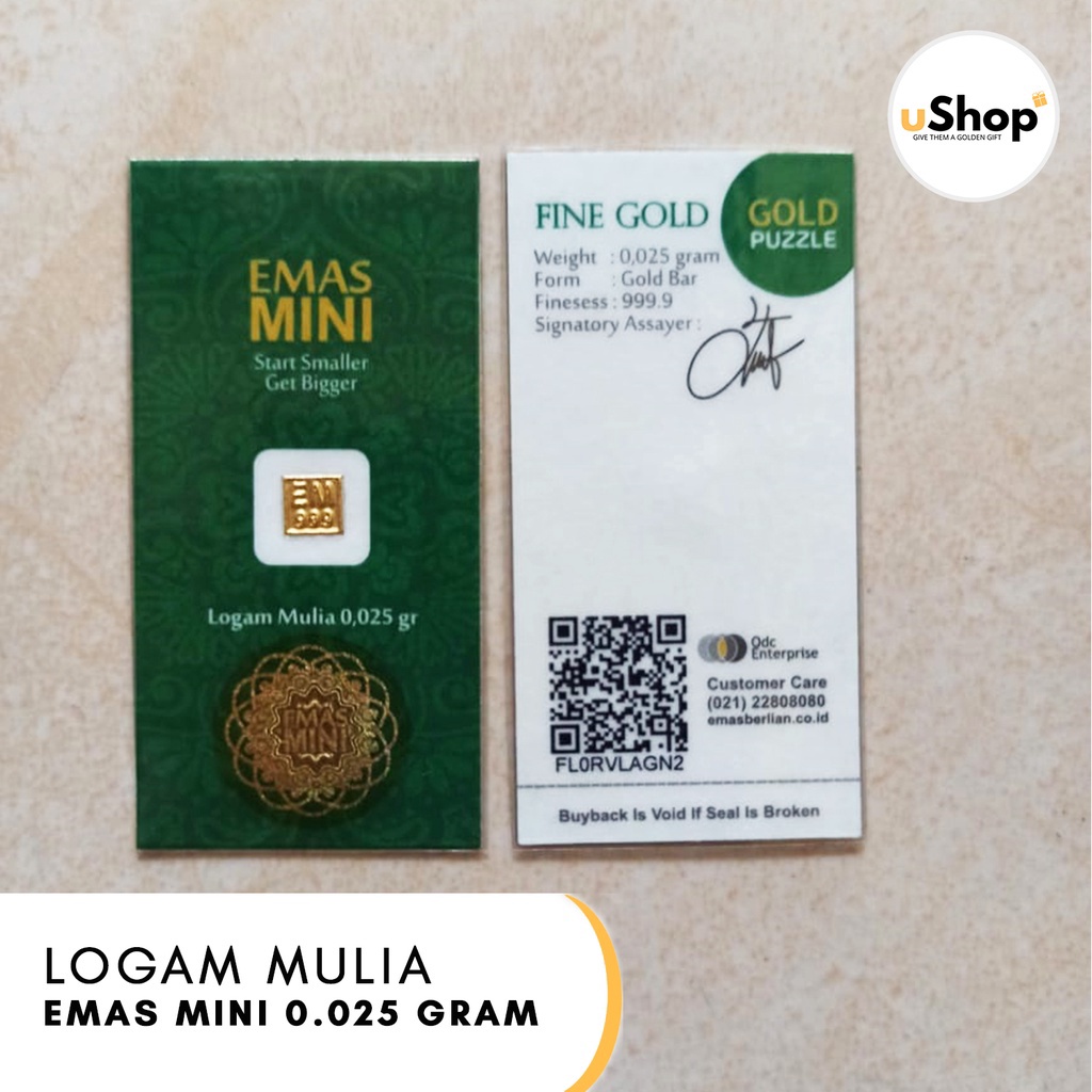 Termurah Emas Mini Logam Mulia 0.025 gram 
