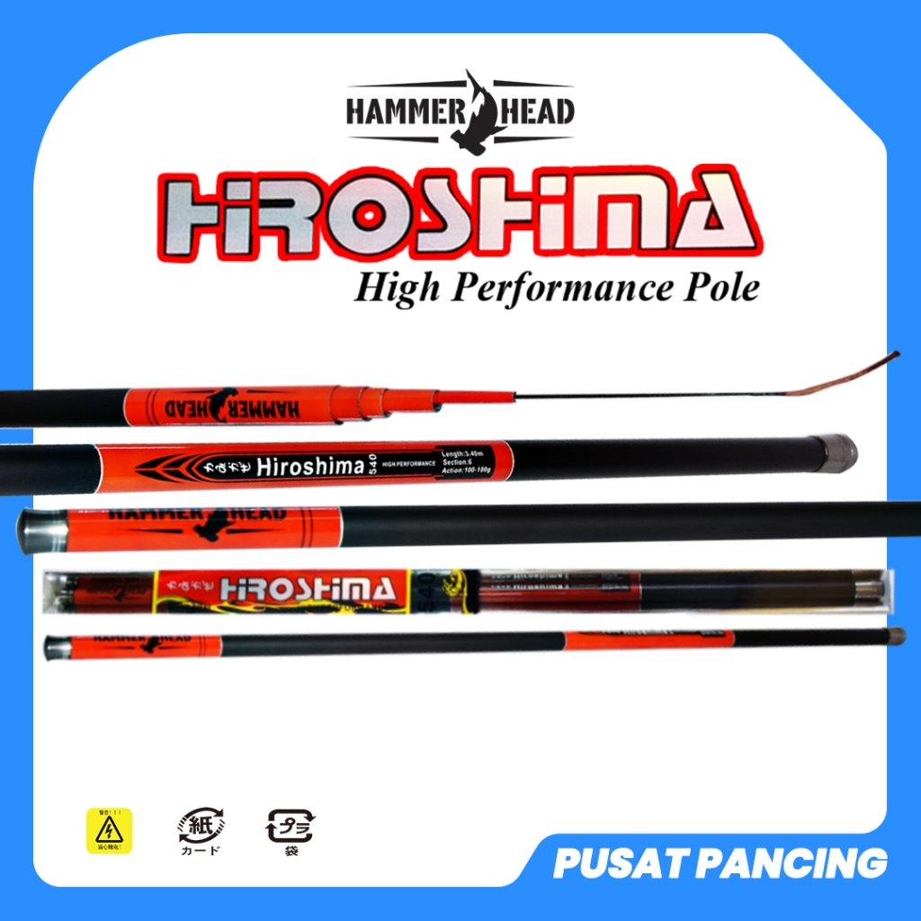 PUSATPANCING5 - Joran Pancing Tegek Hammerhead Hiroshima Tegek Carbon Ruas Panjang Action Kaku