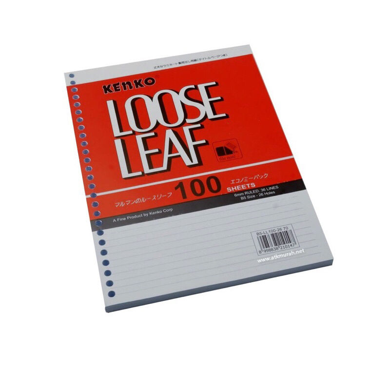 

KENKO LOOSE LEAF A5-LL 100 2070 /KERTAS BINDER (100 Lembar) UKURAN A5-1 SET