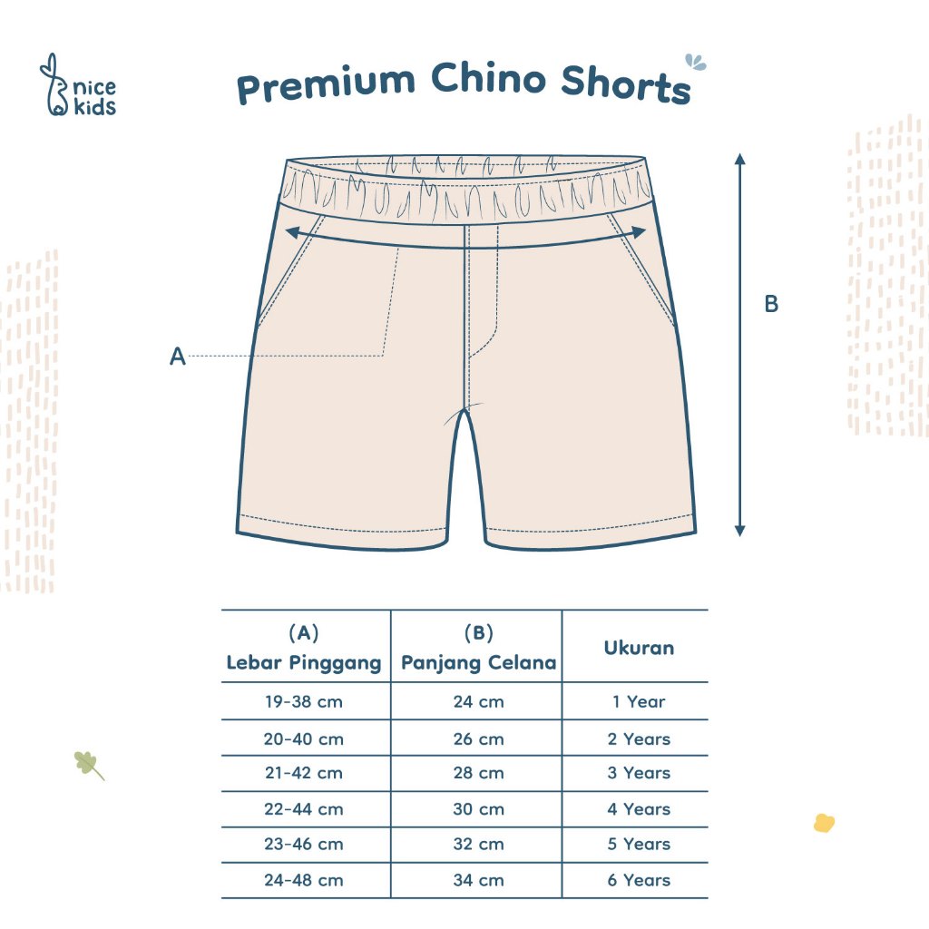 Nice Kids - Premium Chino Shorts (Celana Anak Unisex 1-6 Tahun)