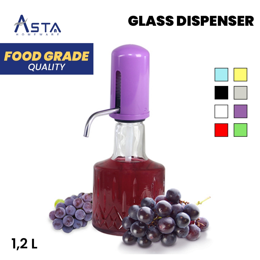 Wadah Air Minum Dispenser Kaca Infused Water Jug Hand Pump 1.2 Liter