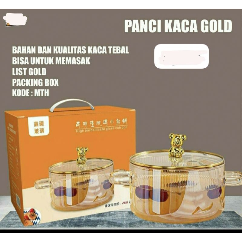 (Instan Only) Panci Kaca Gold 1,5 Liter / Panci Kaca Bening Kecil