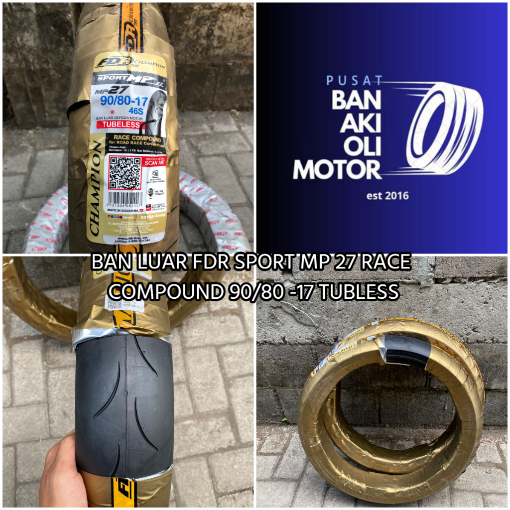 BAN LUAR FDR RACE COMPOUND 90/80 -17 TUBELESS BAN LUAR FDR MP27 MP57 MP76 MP96 FDR 90/80 -17 TUBLESS