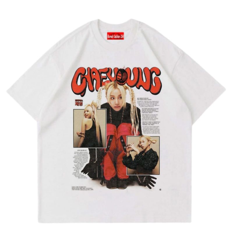 KAOS CHAEYOUNG | T-SHIRT K-POP TOKOH "CHAEYOUNG" | KAOS PUTIH VINTAGE RAP TEES OVERSIZE COTTON COMBA
