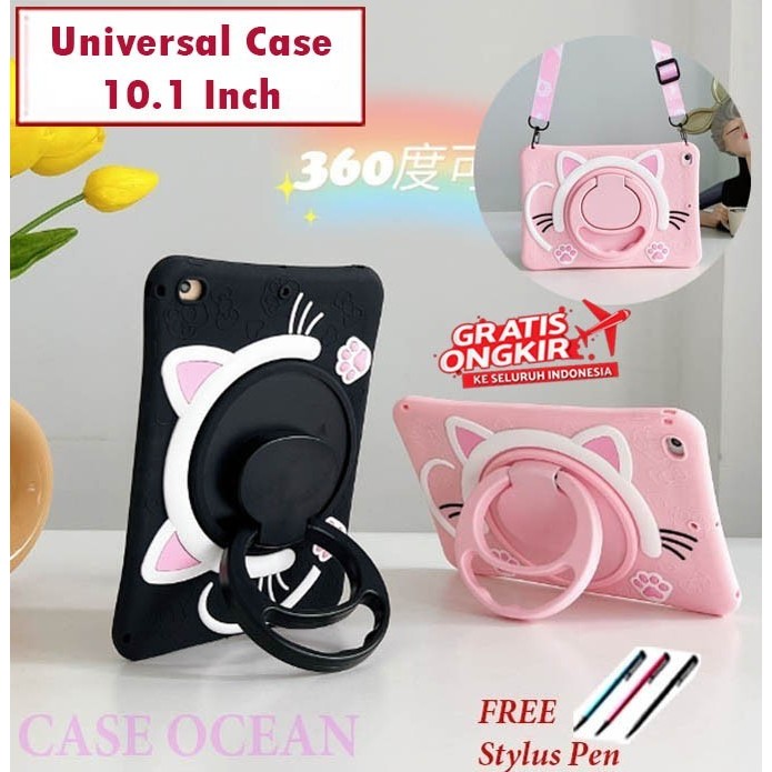 Olike Edu Tab E3 10 SoftCase Soft Case Cover Anak Kids Rotating 360 Cat Kucing Lucu Standing Casing
