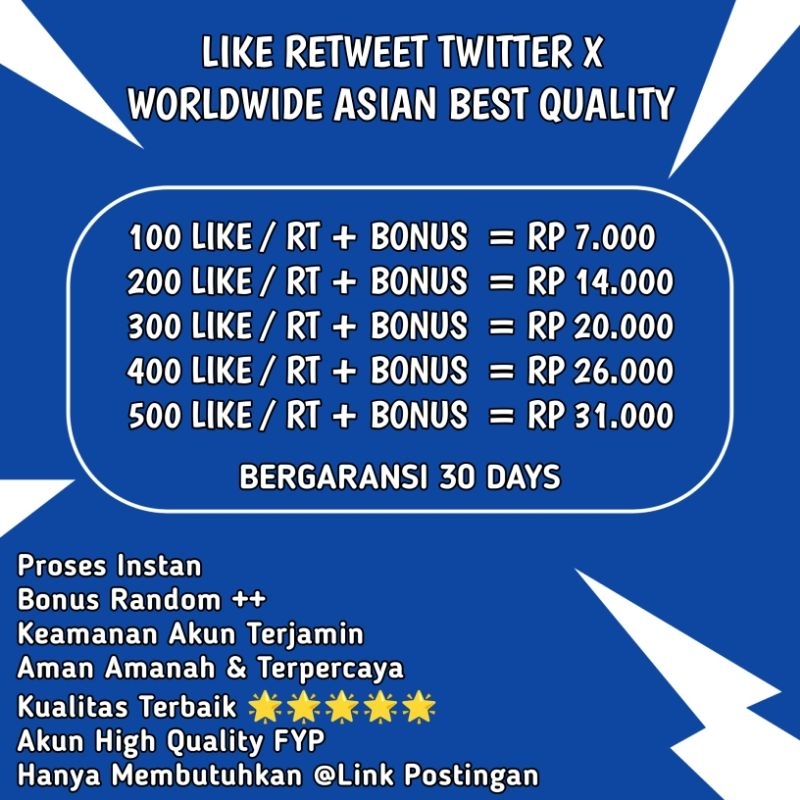 Like Retweet Post Twitter Real Aktif Bergaransi Resmi