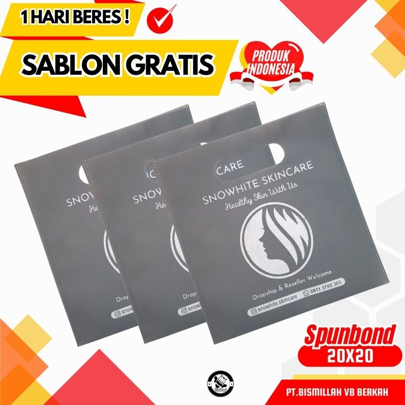 

GOODIE BAG TERMURAH SPUNBOUND OVAL PRES PROMOSI TOKO TAS KOSMETIK FOP 20X20