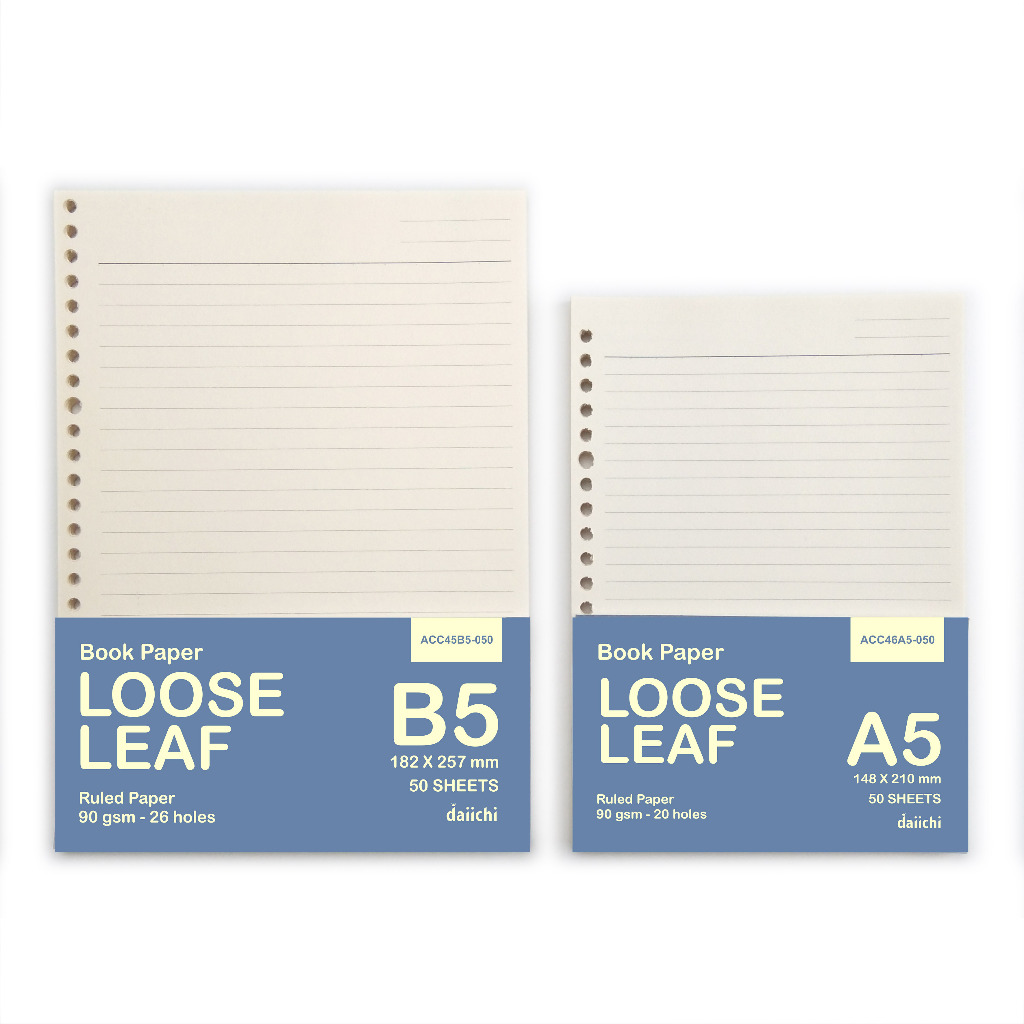 

Kertas Loose Leaf Bookpaper Garis 50 hal 90 Gsm A5 Daiichi