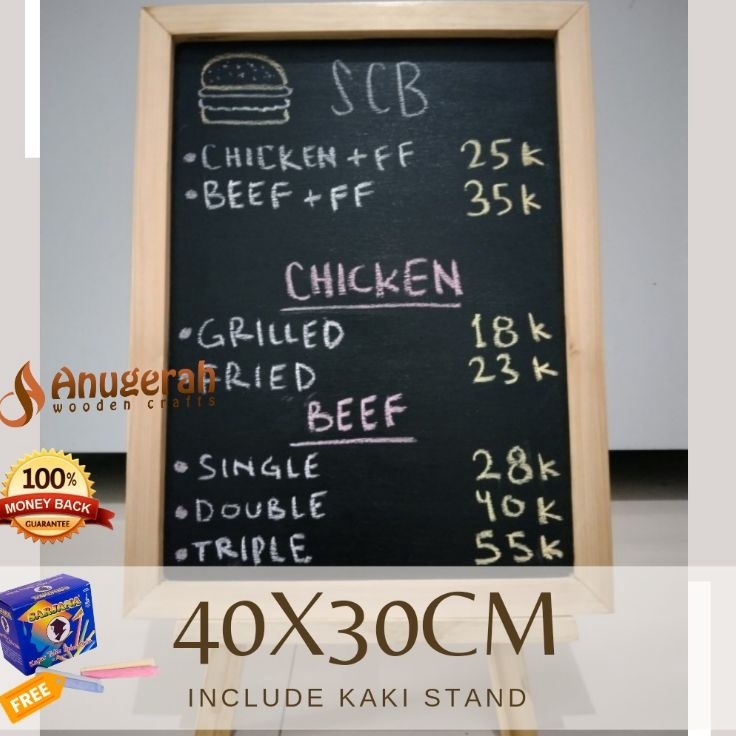 

Stok terbatas - Standing mini chalkboard 30x40cm papan tulis kapur blackboard