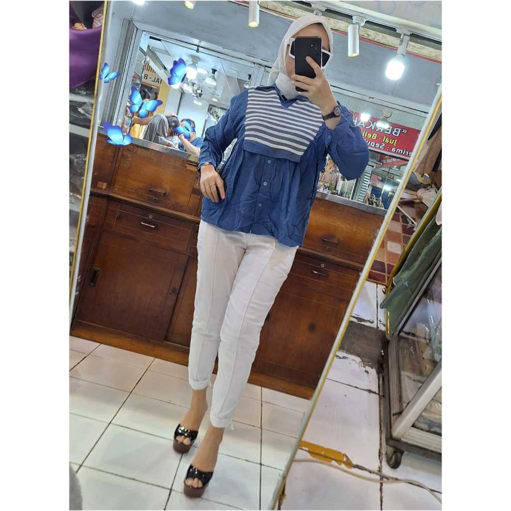 BLUS WANITA KEKINIAN/BLUS IMPORT/SETELAN WANITA TERBARU/BLUS POLO LINEN IMPORT