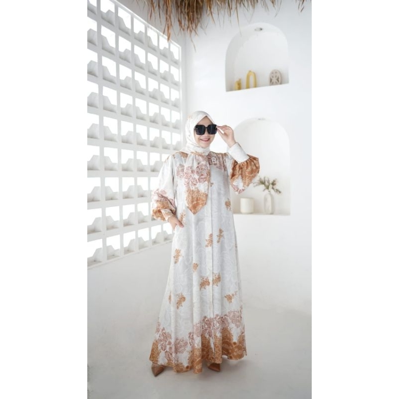 Aura Set Gamis Hijab Rayon Motif