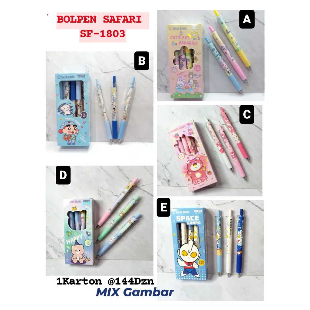 

Bolpen Gel Safari Brand SF-1803 P:12 HITAM