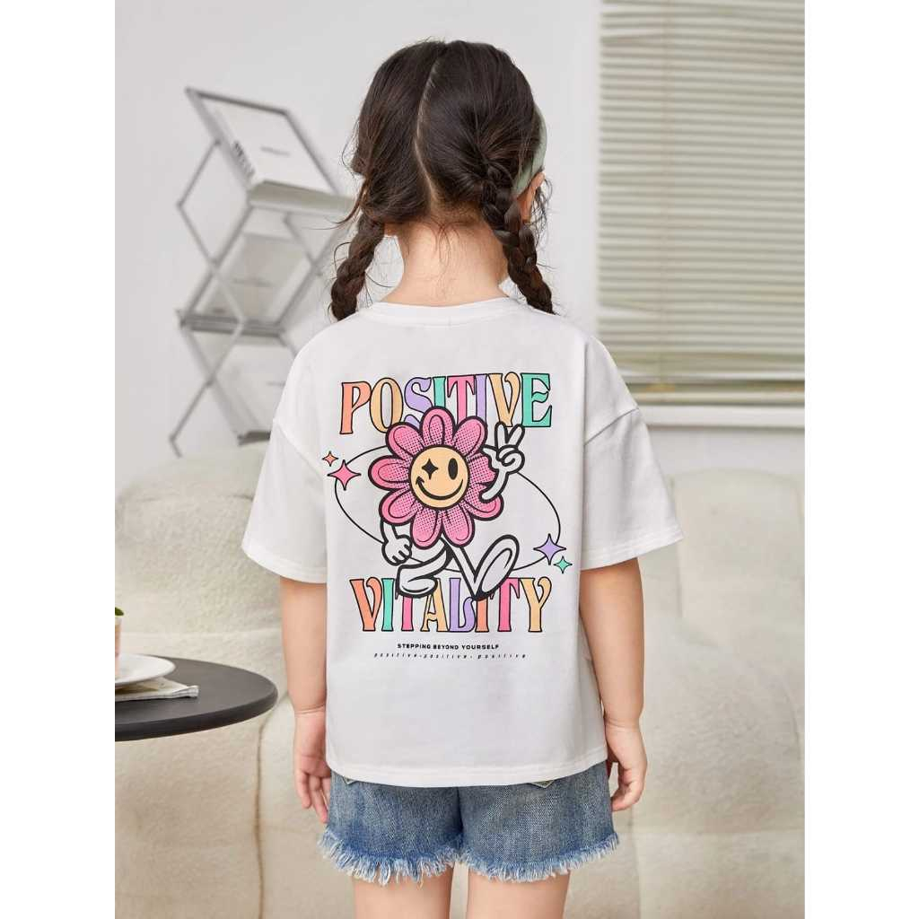 Kaos distro motif anak perempuan karakter