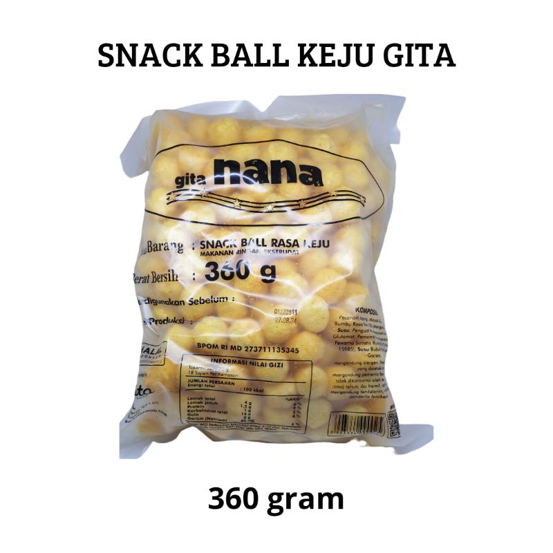 Snack Ball Gita Nana 360 Gram / Chiki Ball / Snack Coklat / Snack Keju