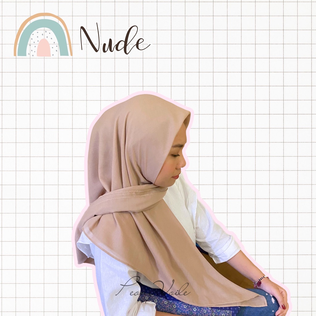 Peony - Nude | Hijab Polos | Kerudung Jilbab Segiempat Voal