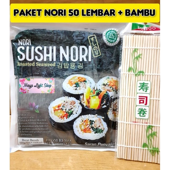 

Best Produk Paket bahan sushi nori 50 lembar + bambu sushi 1 halal rumput laut seaweed murah sakao nori Ready