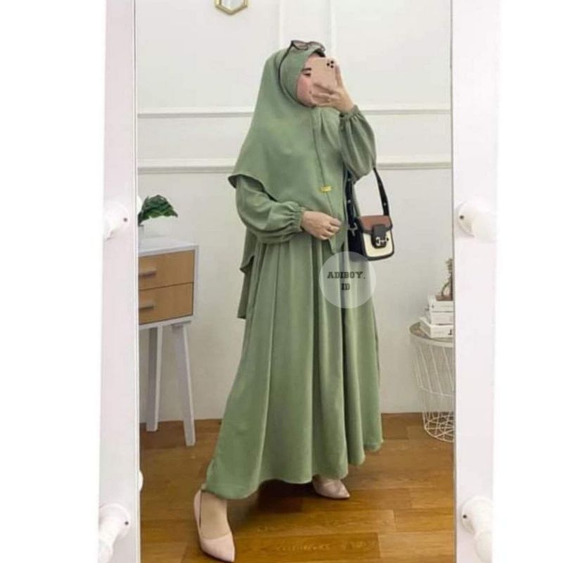 Gamis AZZURA set hijab baju muslim wanita baju gamis ukuran jumbo