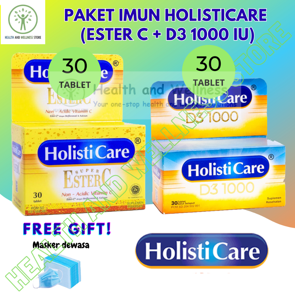Holisticare Ester C 30 Tab Dan D3 1000 IU Paket