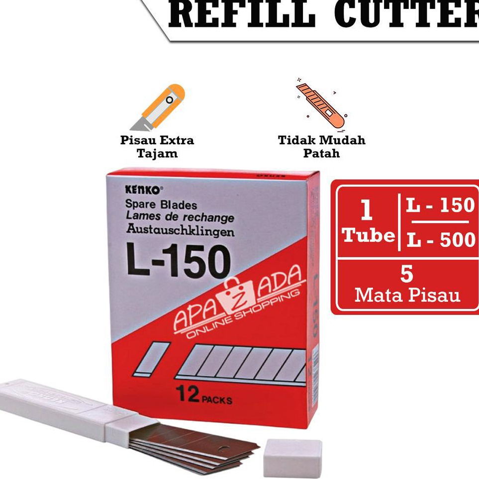 

Diskon Apazada - Isi Ulang Pisau Cutter Besar Kenko L-150 [1 Tube - 5 Pcs Pisau] / Refill Cutter Besar