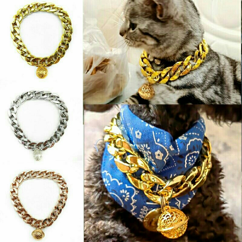 kalung rantai gold silver+lonceng kalung kucing/musang/kelinci