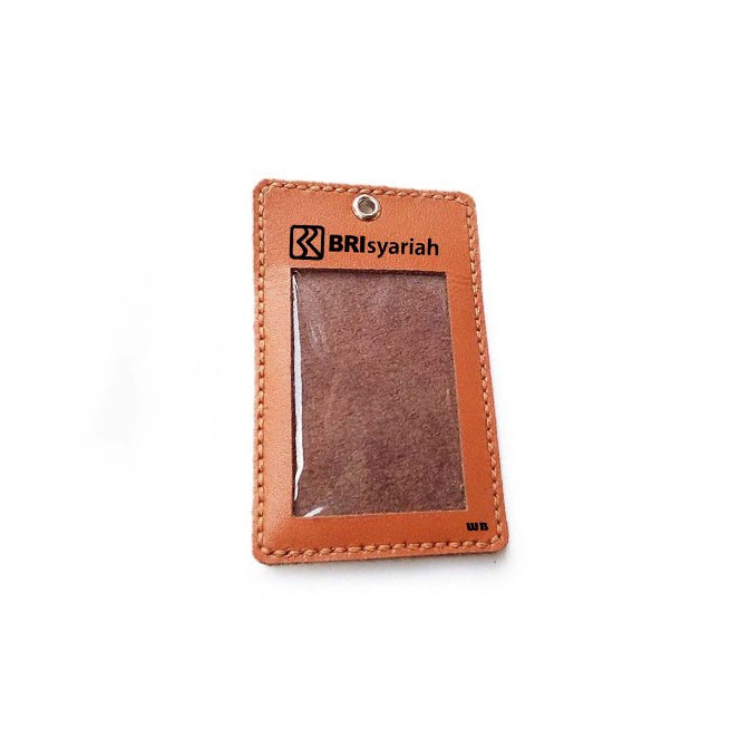 

TIPE F766 Name Tag Id Kulit Asli Logo Bank BRI Syariah Warna Tan - Tali Id Card. Gantungan Id Card -