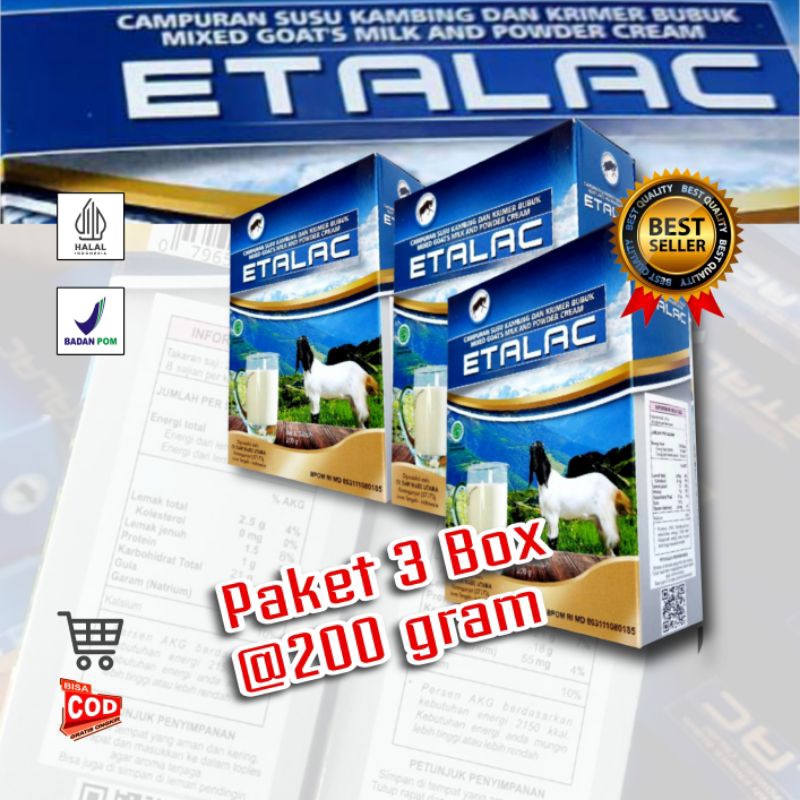

SUSU KAMBING ETAWA BUBUK TANPA GULA ( Paket 3 Box @200 gram )