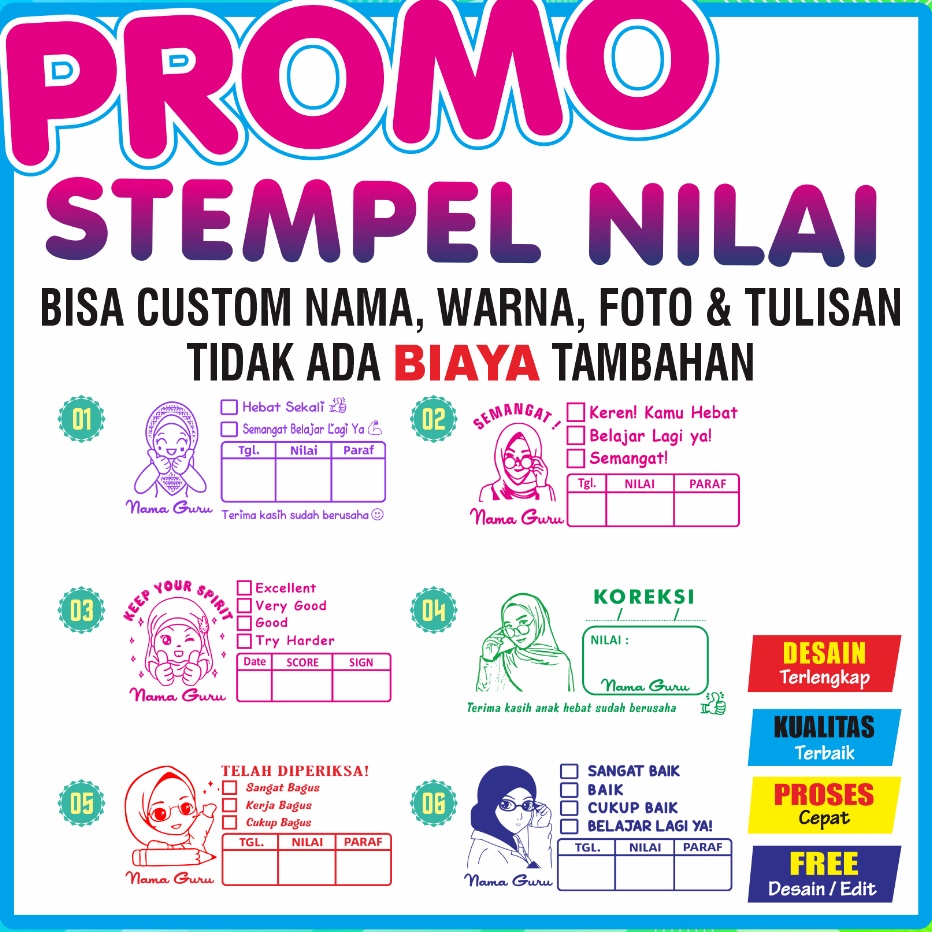 

★★★★ Stempel Nilai Guru / Penilaian / Koreksi / Checked / Reward