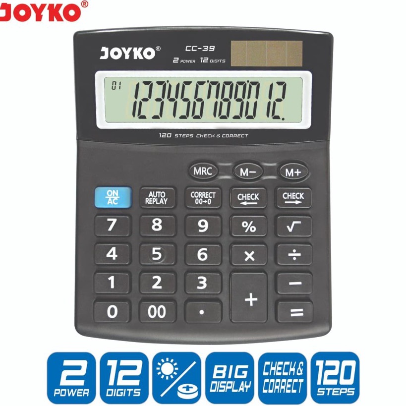 

Dijual Calculator / Kalkulator Joyko CC-39 / 12 Digits / Check Correct