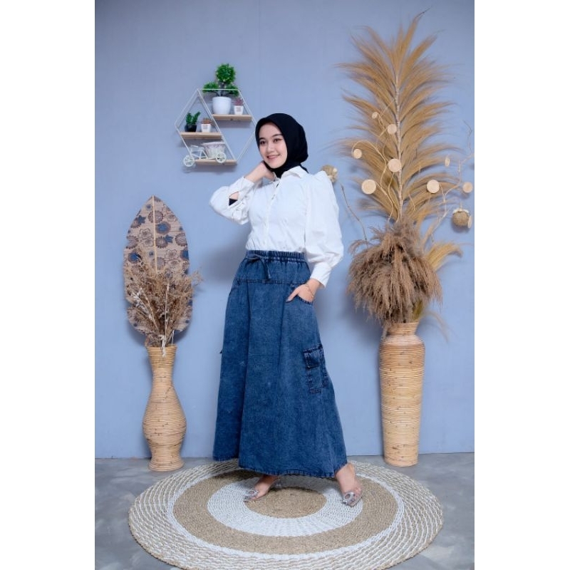 ROK JEANS CARGO/ROK PANJANG WANITA YANG LAGI VIRAL /ROK CARGO ZAMAN NOW