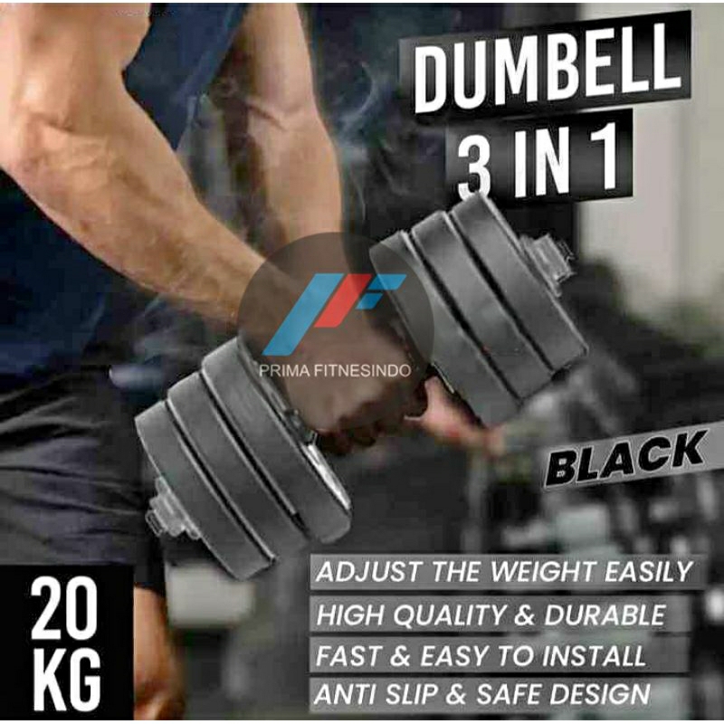 Dumbbell Set Pvc 20kg Black