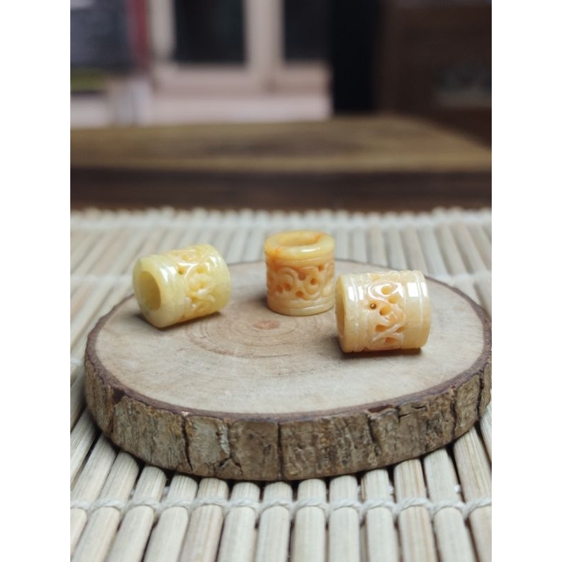 Yellow Ruyi Barrel Jade Pendant