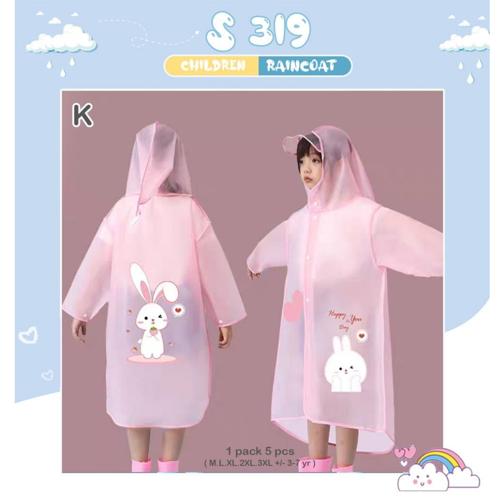 Jas Hujan Anak Perempuan Rabbit Premium Import RCT005