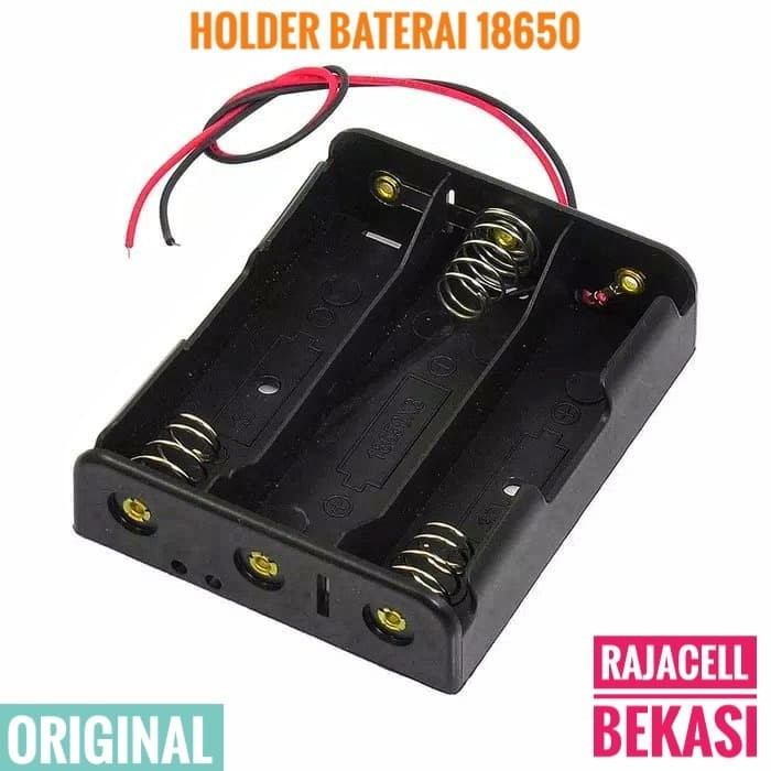 3x 18650 Battery Holder Tempat Baterai Case Box 11.1v 12.6v +kabel