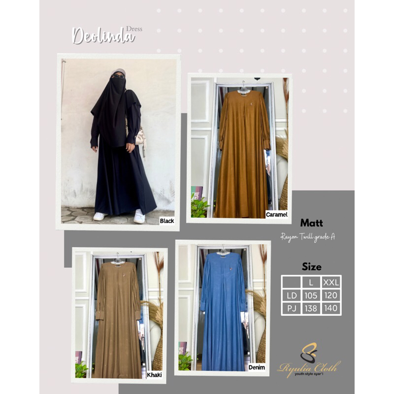 Deolinda dress/dress wanita kekinian/dress remaja/gamis kekinian/gamis remaja