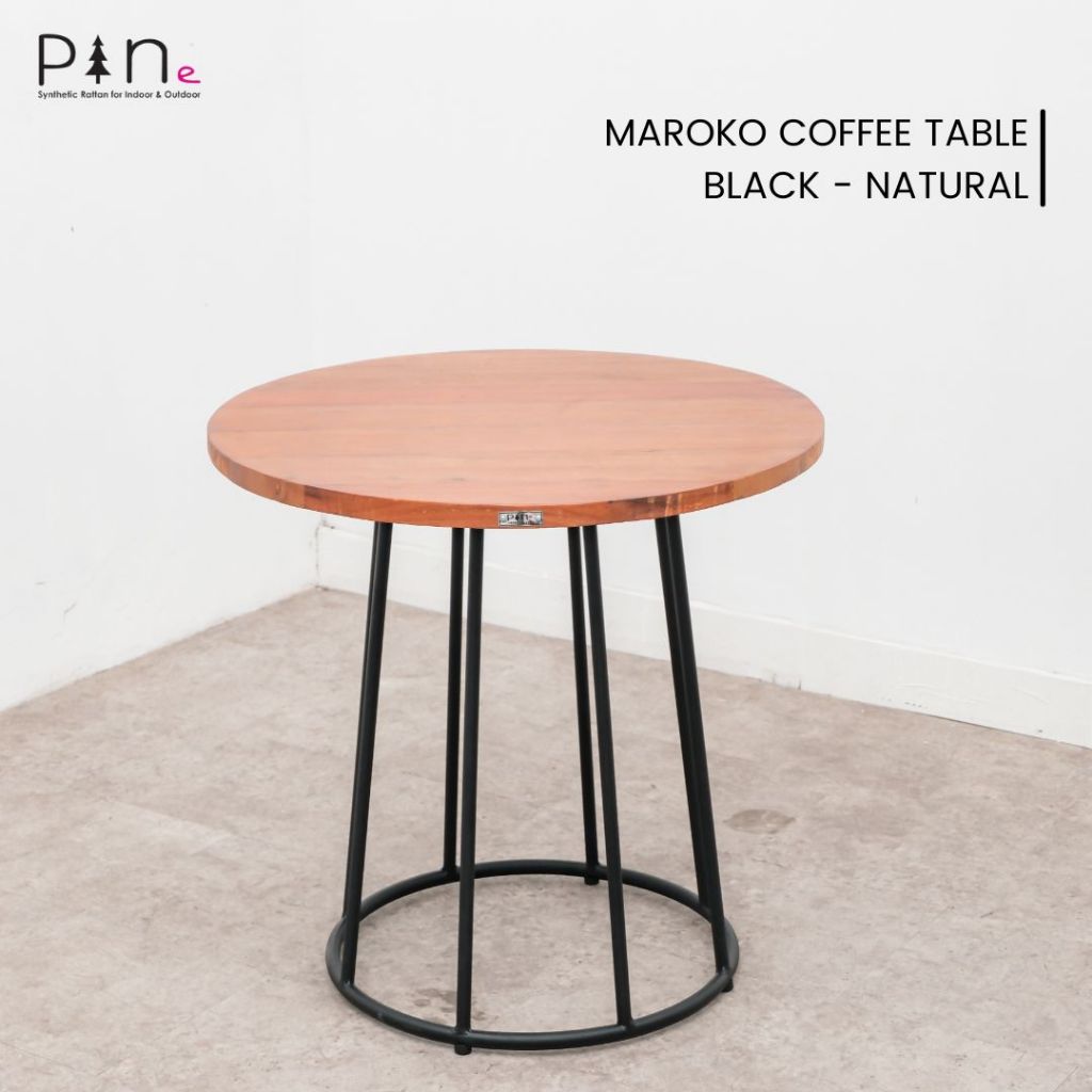 Meja Kopi / Tamu / Teras / Cafe Bulat Kayu Solid Minimalis Modern Pine / Maroko Coffee Table - Kayu