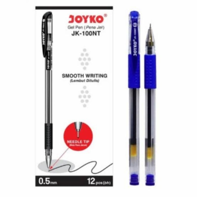 

pulpen gel joyko jk 100nt biru ujung pulpen lancip 0.5 mm 1 pack