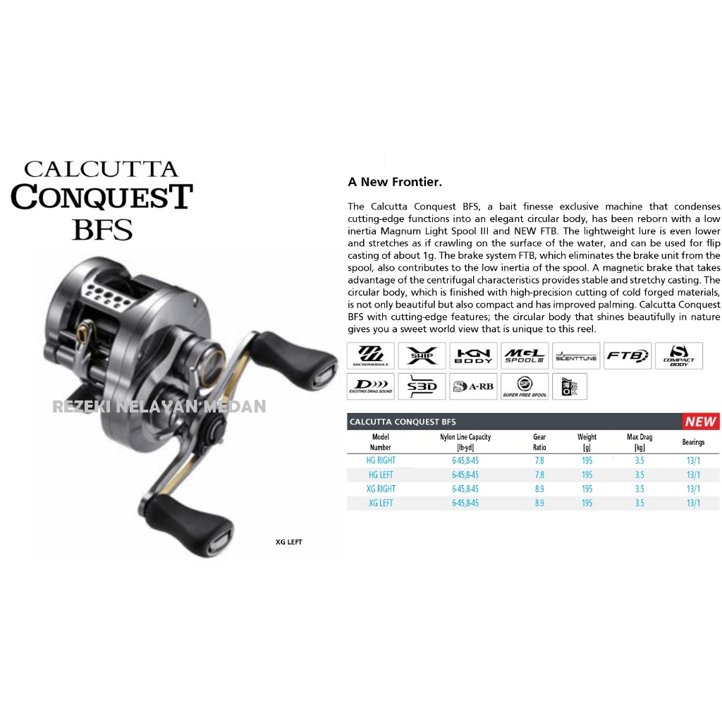 Reel Baitcasting SHIMANO CALCUTTA CONQUEST BFS 2023 | Garansi Resmi SHIMANO INDONESIA