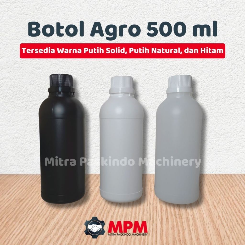 Botol Agro HDPE Putih Hitam 500ml / Botol Labor 500 ml
