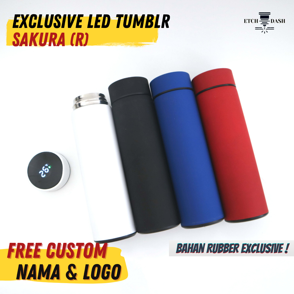 Tumbler Custom Souvenir Promosi Merchandise | Tumblr Stainless Custom - Exclusive LED Tumblr Sakura 