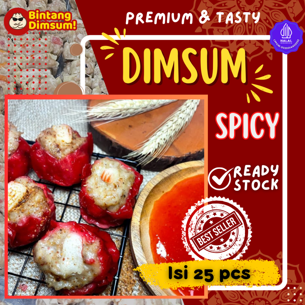 

TER-ENAK Dimsum Ayam Frozen SPICY isi 25 pcs GRATIS Saus Merah & Lada Hitam