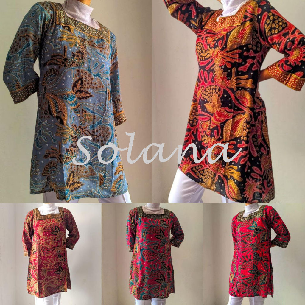Solana 752901 Atasan Wanita Blus Flayingbaby Kerah Kotak Baju Kantor Batik Unggul Printing - Tersedi