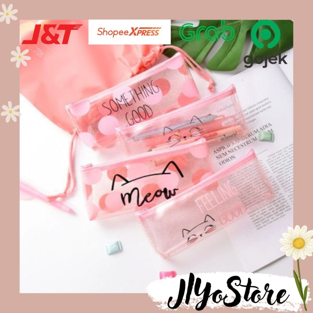 

Tempat Pensil Kotak Pulpen Perlengkapan Sekolah ATK Stationery Kucing Bening Lucu Aesthetic Wadah