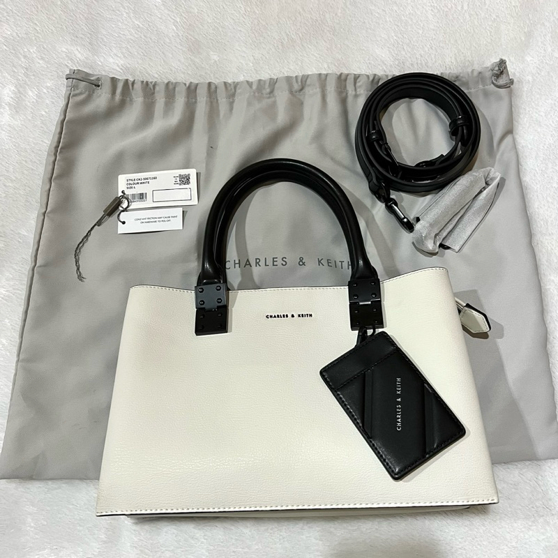 Tas Charles and Keith Double Top Handle Structured Bag / Tas Charles & Keith Preloved Original / Tas