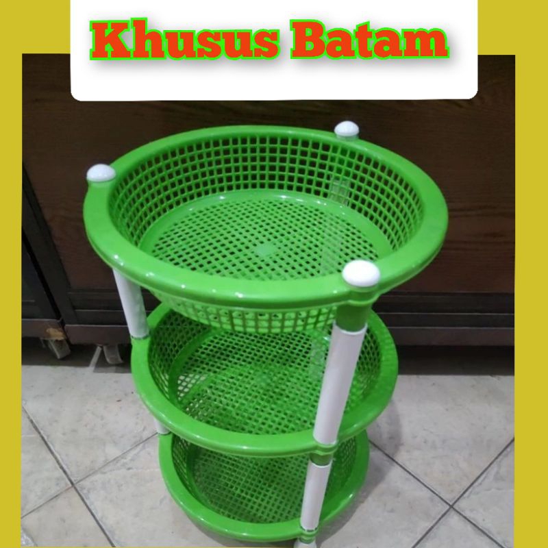 Keranjang bulat 3susun/rak bulat plastik susun3 (KHUSUS BATAM)