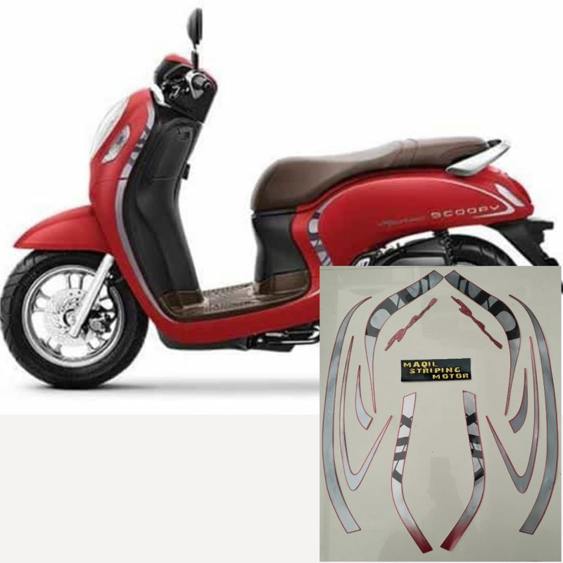 stiker striping motor Honda scoopy stylish dan sporty tahun 2020 dan 2021 bahan gress original