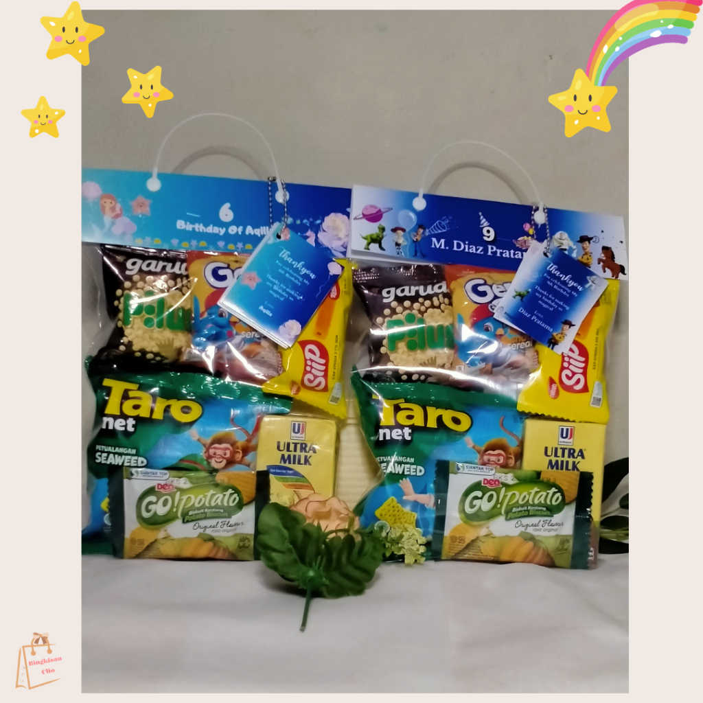 

PAKET SNACK ULTAH/ MINI GIFT SNACK / BINGKISAN ULANG TAHUN/BINGKISAN ACARA / SOUVENIR SNACK
